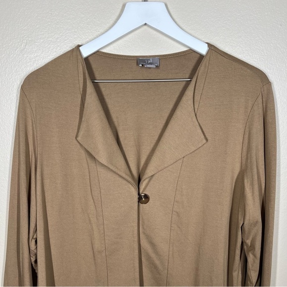 J. Jill Womens Tan Wearever Collection Single Button Open Front Cardigan Large - Picture 2 of 11